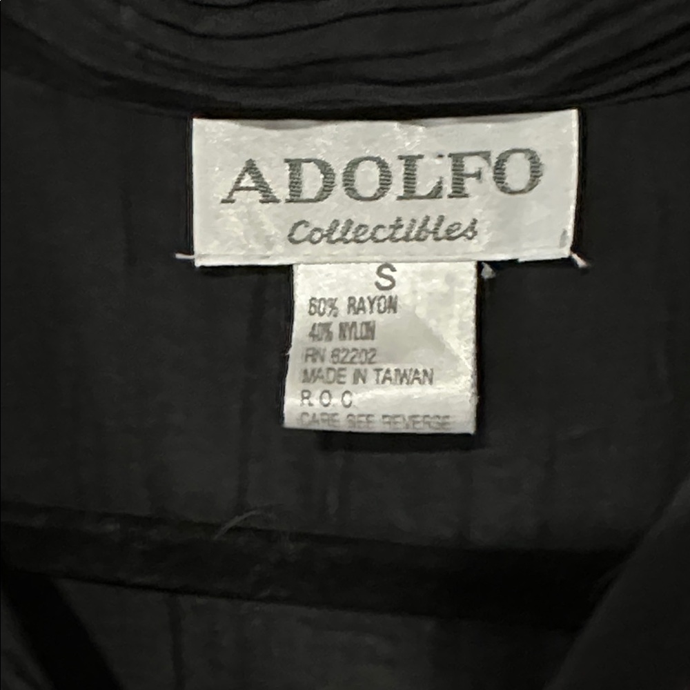 Vintage Adolfo blouse, button up small shirt with pink, purple, and teal accents - Picture 2 of 4